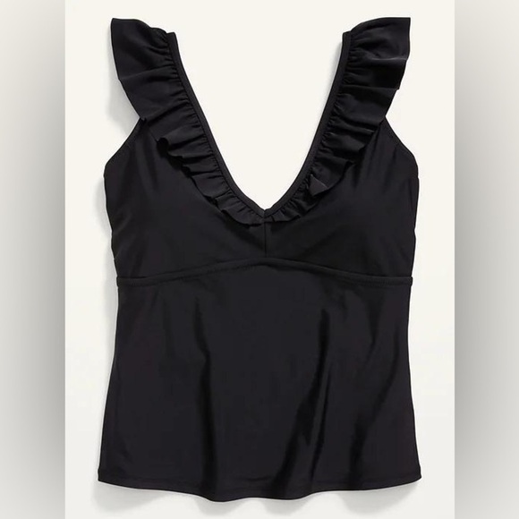 NWT! Black Ruffle-Trimmed Tankini Swim Top - Size Small 💎 - Picture 6 of 10